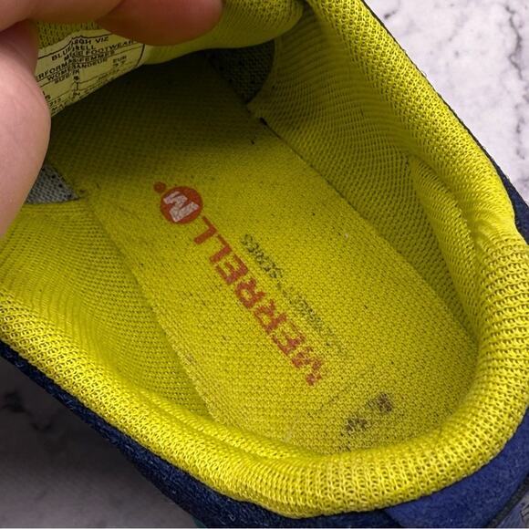 Merrell Blue and Yellow Athletic Trail Shoes High Viz. Size 6.5. Excellent cond! - Picture 8 of 9